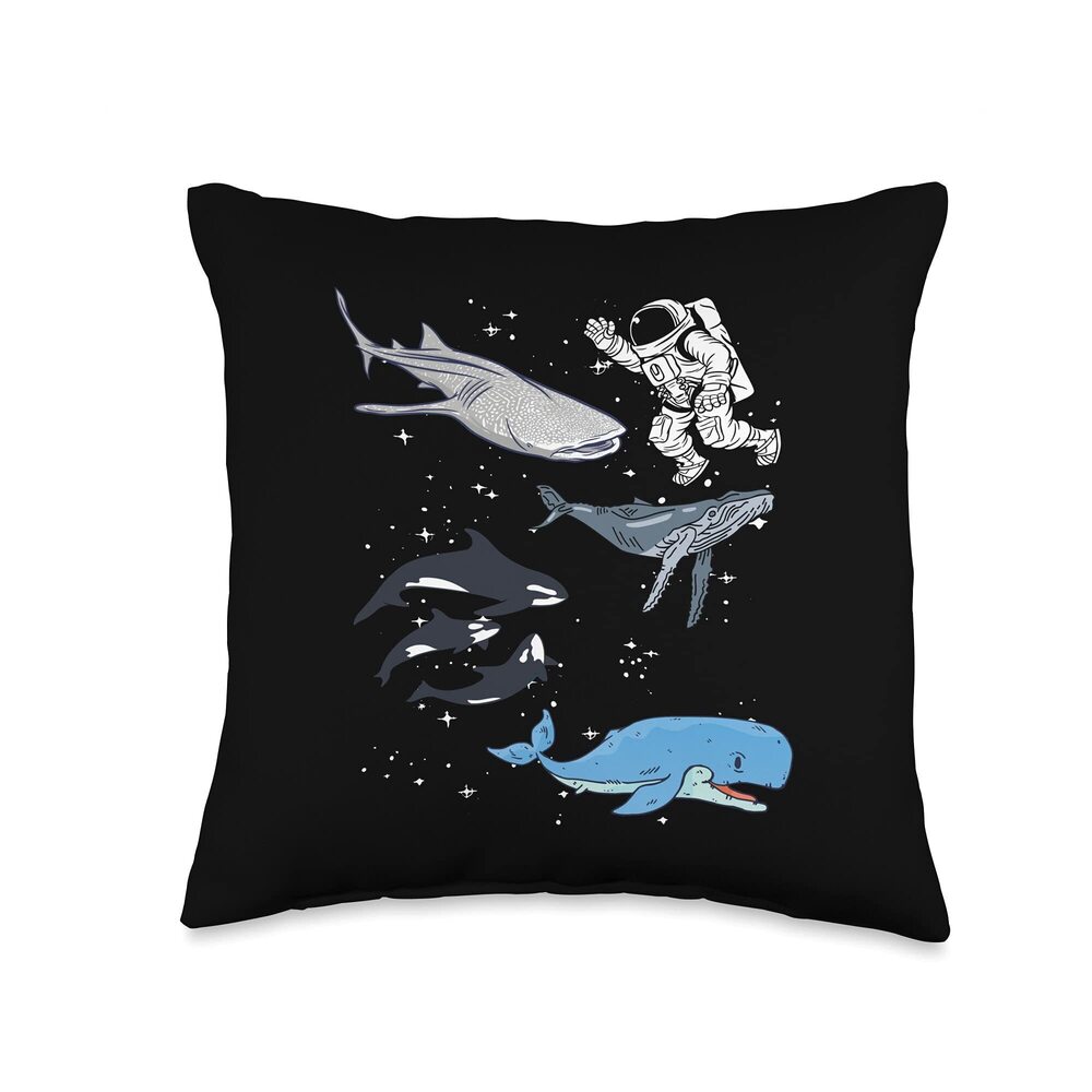 9897 Galaxy Space Whale Shark Beluga Humpback Ocean Orca Whale Throw Pillow